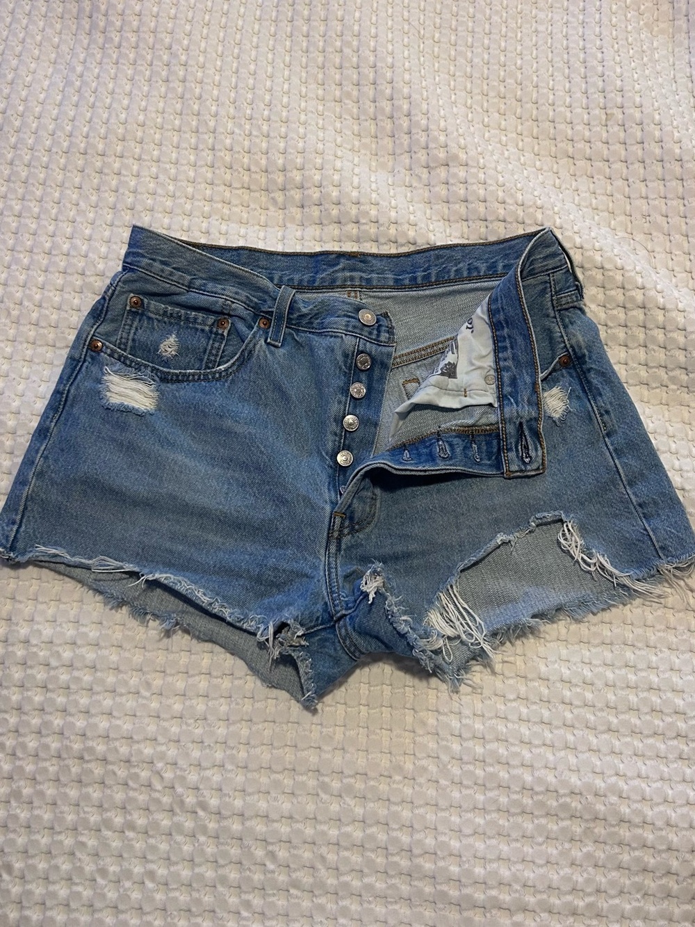 Levi’s 501 Button Fly Distressed Denim  Shorts